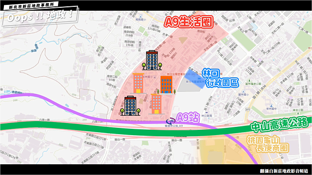 新北市林口區機捷A9站生活圈。圖／翻攝自新莊地政影音頻道